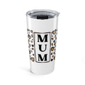 Boxed MUM Leopard Heart 20oz Stainless Steel Tumbler - Vacuum Insulated Travel Mug with Spill-Proof Lid - Chic Mother's Day Gift - Animal Print Heart Aesthetic Coffee Cup