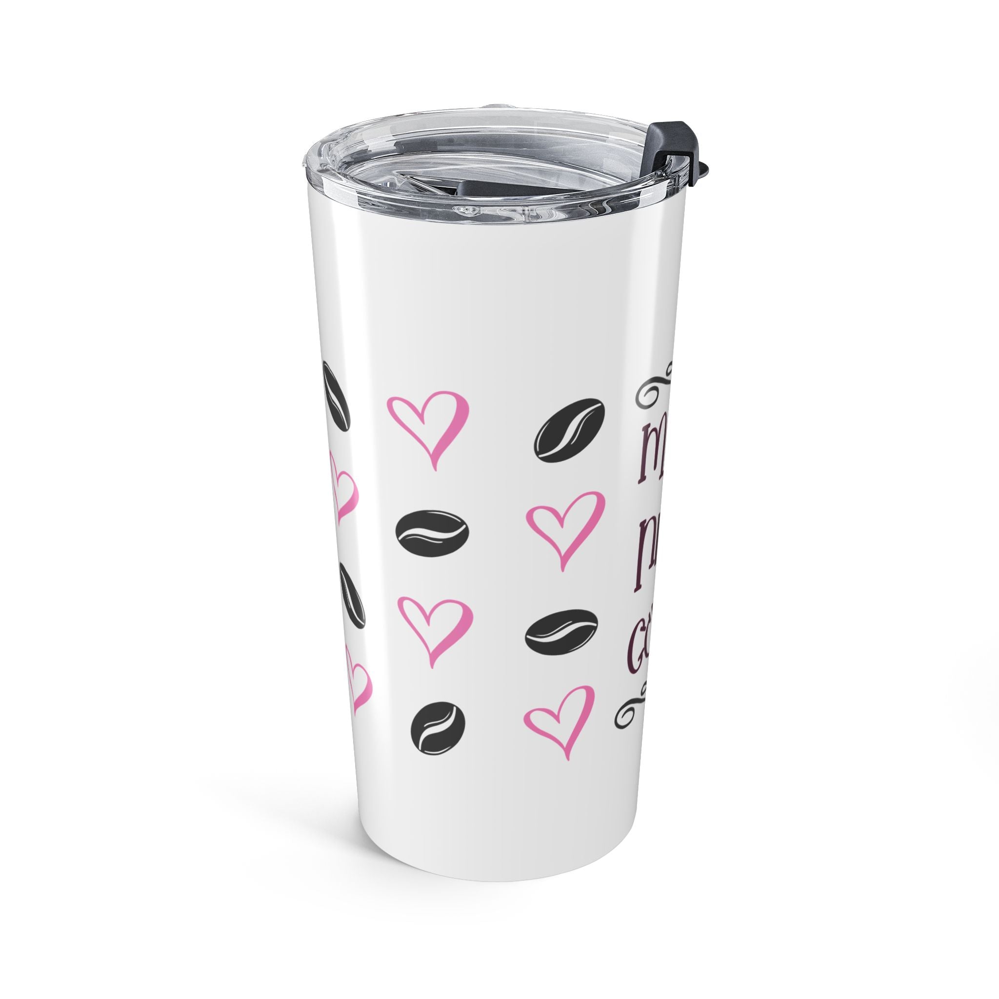 Mama Needs Coffee 20oz Stainless Steel Tumbler - Vacuum Insulated Travel Mug with Spill-Proof Lid - Mother's Day Coffee Lover Gift - Heart & Bean Aesthetic Cup