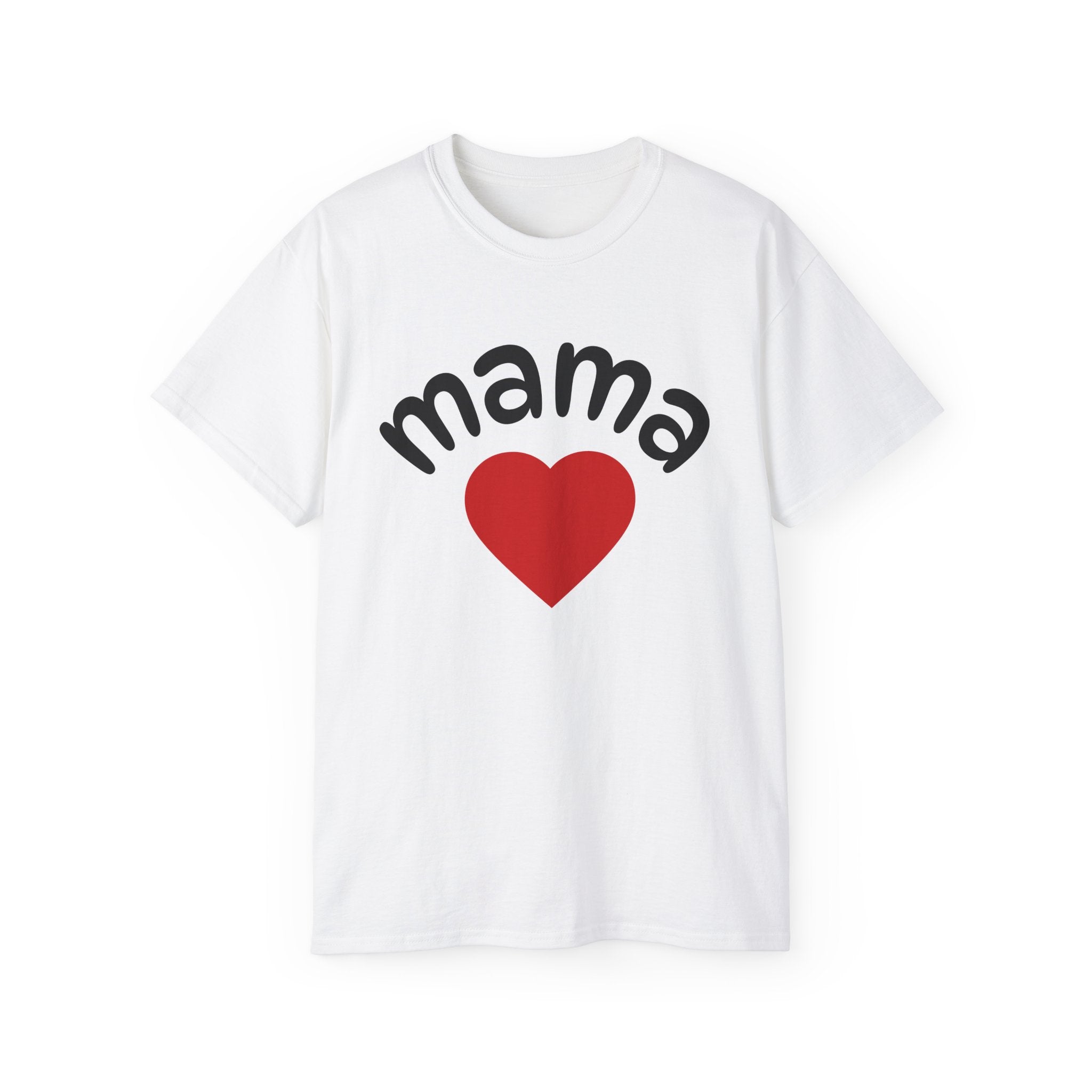 Mama Heart Graphic Tee - 100% US Cotton Heavyweight Unisex T-Shirt - Cute Mother's Day Gift - Minimalist Motherhood Crew Neck Top