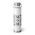 MOM Leopard Heart 22oz Copper Vacuum Insulated Bottle - Matte White Stainless Steel Water Bottle with Spill-Proof Loop Lid - Trendy Mother's Day Gift - Cheetah Print Aesthetic Mom Bottle