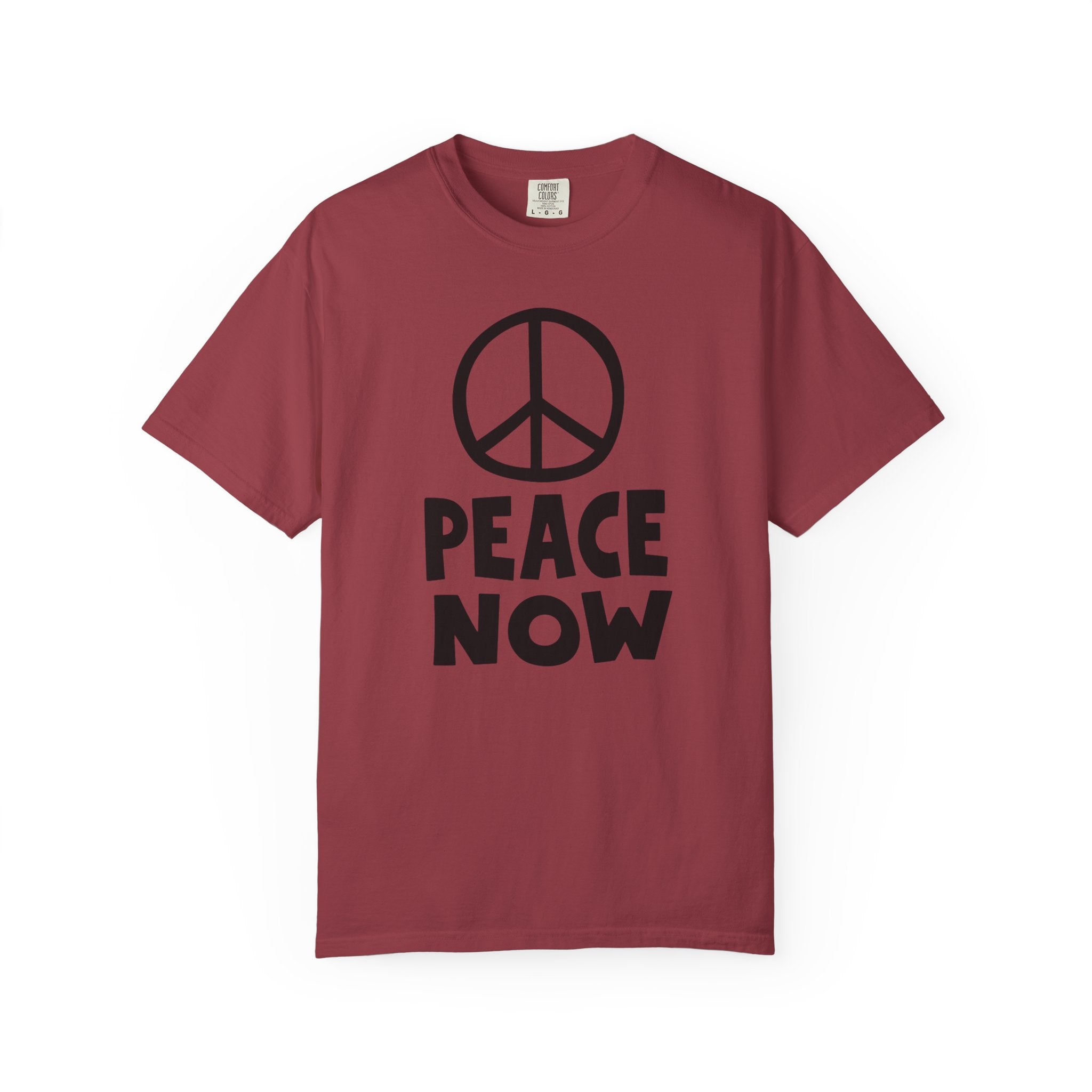 PEACE NOW Retro Statement T-Shirt - Comfort Colors 1717 Heavyweight Garment-Dyed Tee - Unisex Activist Graphic Top - Vintage Peace Symbol Slogan Streetwear