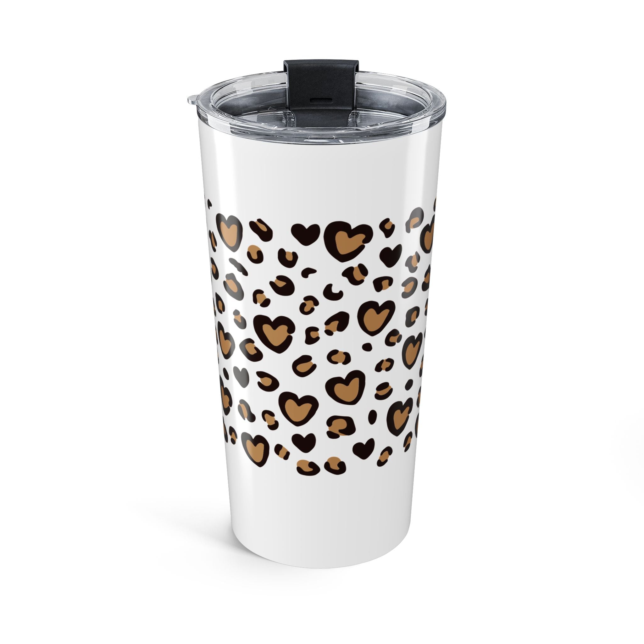 MOM Leopard Print Vertical Panel 20oz Stainless Steel Tumbler - Vacuum Insulated Travel Mug with Spill-Proof Lid - Trendy Mother's Day Gift - Cheetah Heart Aesthetic Coffee Cup