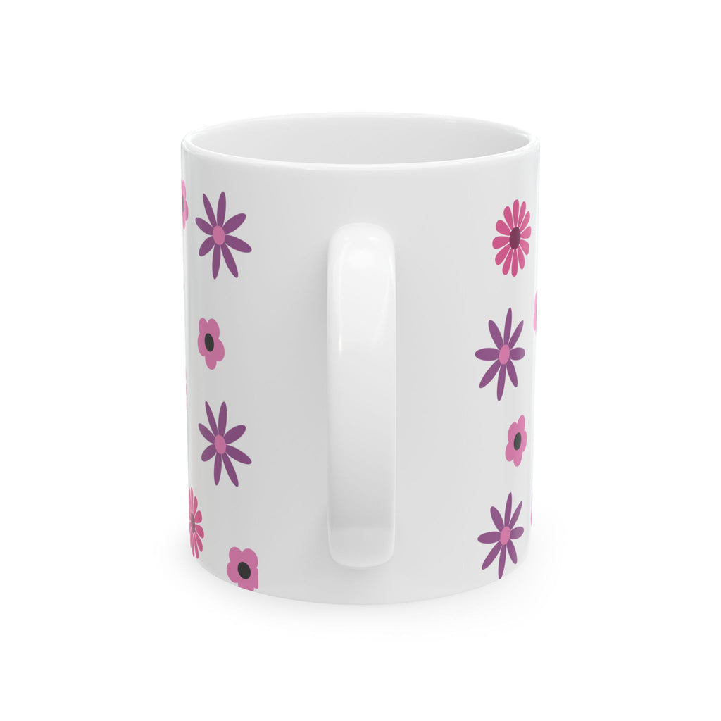 Best Mom Ever Whimsical Floral Ceramic Mug - 11oz & 15oz White Coffee Cup with Hand-Lettered Script - Mother's Day Gift - Pink & Purple Cottagecore Aesthetic Mom Mug