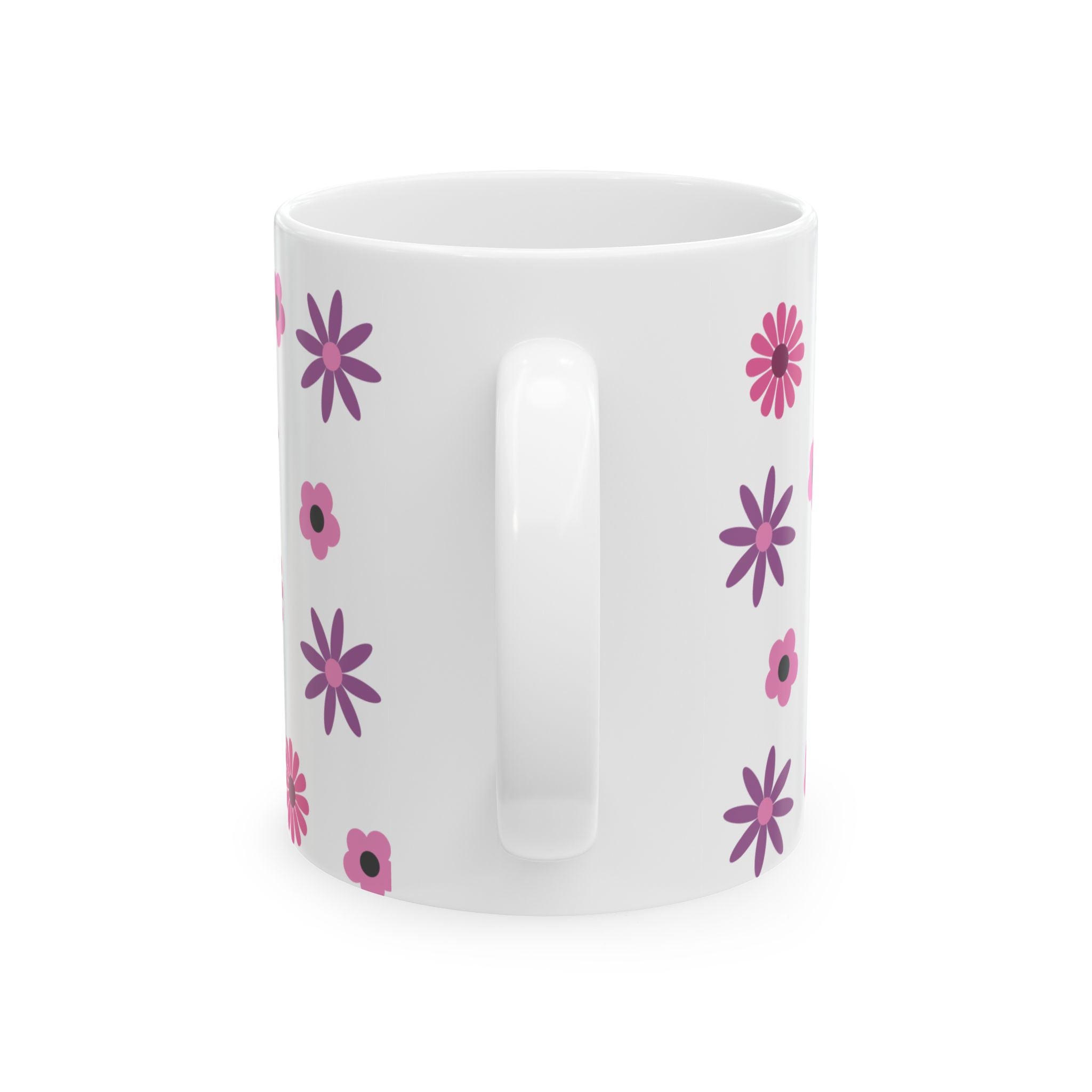 Best Mom Ever Whimsical Floral Ceramic Mug - 11oz & 15oz White Coffee Cup with Hand-Lettered Script - Mother's Day Gift - Pink & Purple Cottagecore Aesthetic Mom Mug