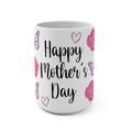 Happy Mother's Day Rose & Butterfly 15oz Ceramic Mug - Large Floral Coffee Cup with Pink Roses & Purple Butterflies - Mother's Day Gift - Aesthetic Botanical Tea Mug for Mom