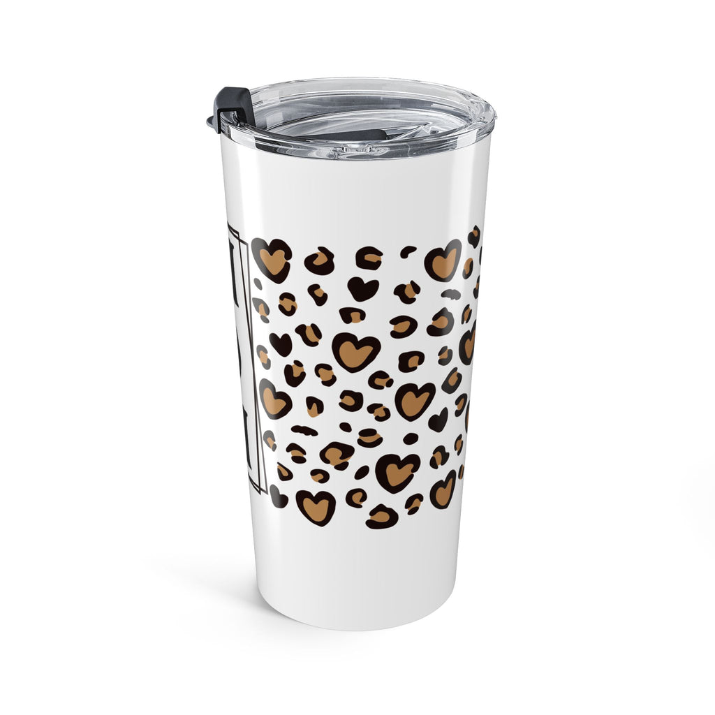 MOM Leopard Print Vertical Panel 20oz Stainless Steel Tumbler - Vacuum Insulated Travel Mug with Spill-Proof Lid - Trendy Mother's Day Gift - Cheetah Heart Aesthetic Coffee Cup