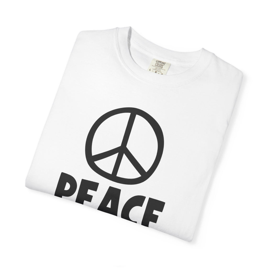 PEACE NOW Retro Statement T-Shirt - Comfort Colors 1717 Heavyweight Garment-Dyed Tee - Unisex Activist Graphic Top - Vintage Peace Symbol Slogan Streetwear