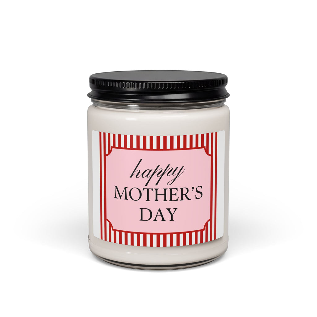 Happy Mother's Day Scented Soy Candle - 9oz Glass Jar Eco-Friendly Candle - Minimalist Pink Typography Gift - Luxury Home Fragrance - Long Lasting 50-60 Hour Burn