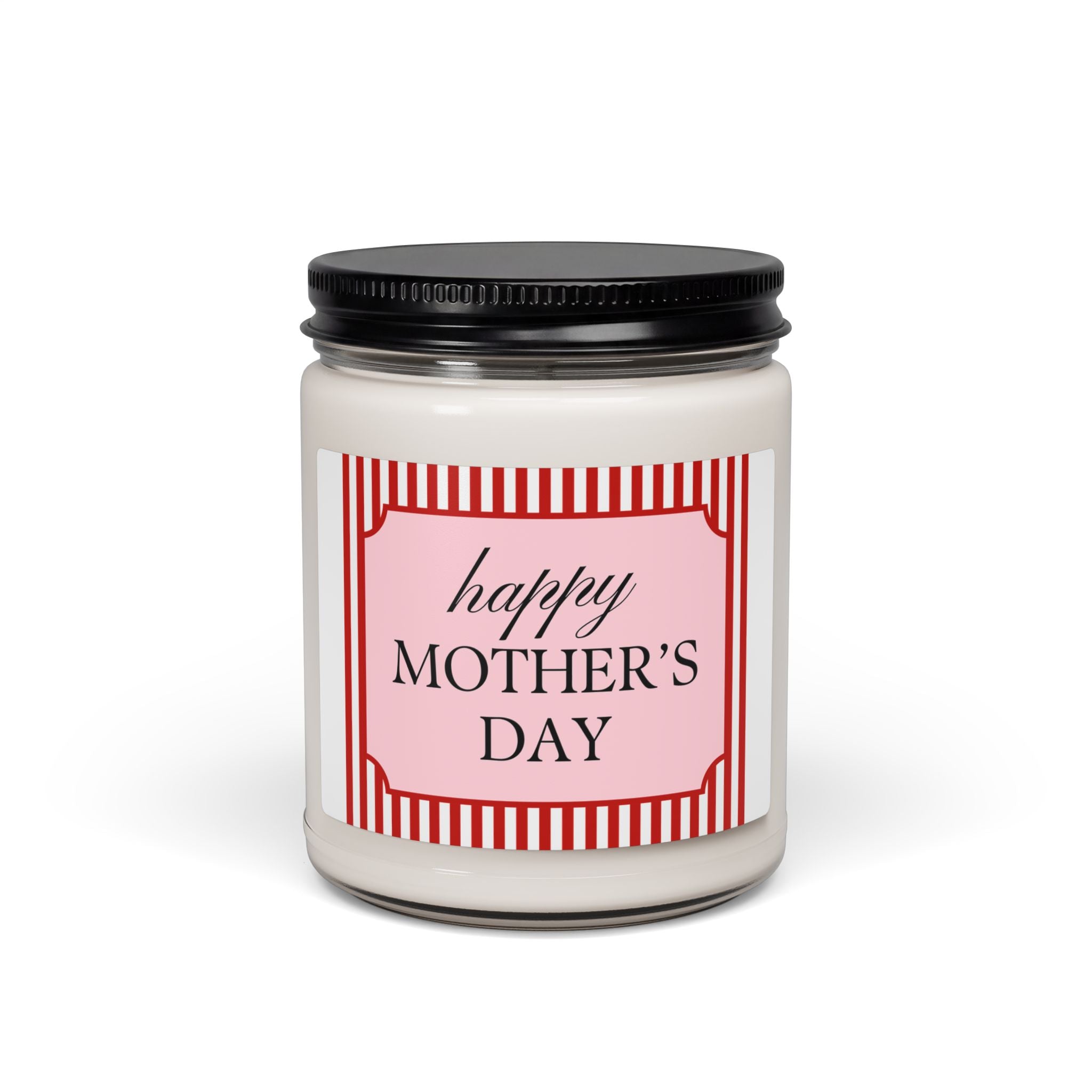 Happy Mother's Day Scented Soy Candle - 9oz Glass Jar Eco-Friendly Candle - Minimalist Pink Typography Gift - Luxury Home Fragrance - Long Lasting 50-60 Hour Burn