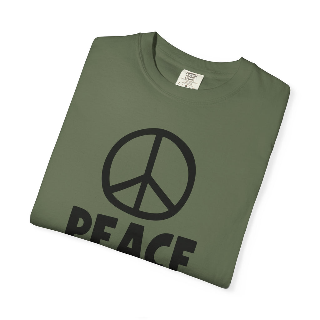 PEACE NOW Retro Statement T-Shirt - Comfort Colors 1717 Heavyweight Garment-Dyed Tee - Unisex Activist Graphic Top - Vintage Peace Symbol Slogan Streetwear