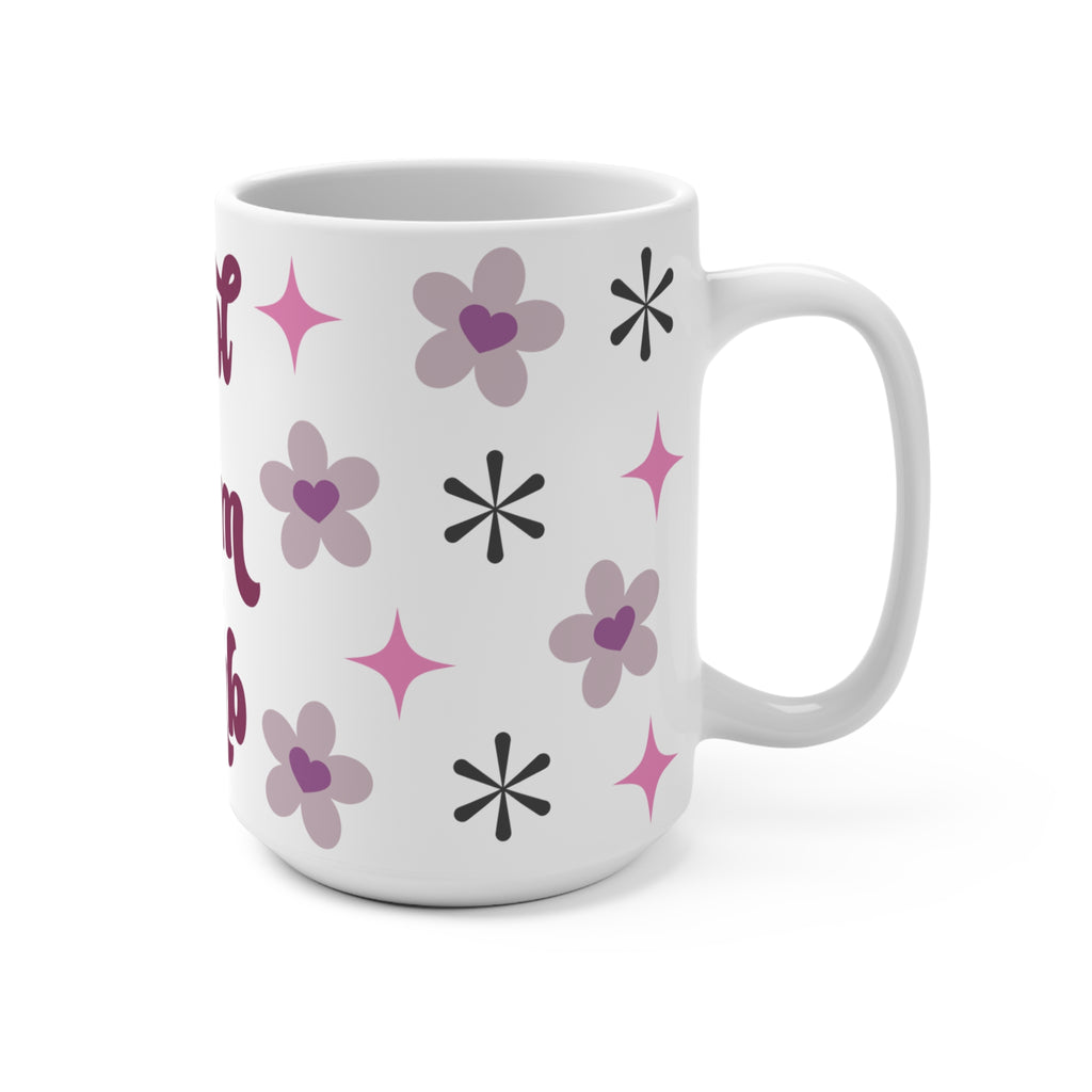 Cool Mom Club Retro Ceramic Mug - Large 15oz Coffee Cup with Groovy Stars & Floral Design - Mother's Day Gift - Nostalgic Pink & Lavender Aesthetic Mom Club Mug