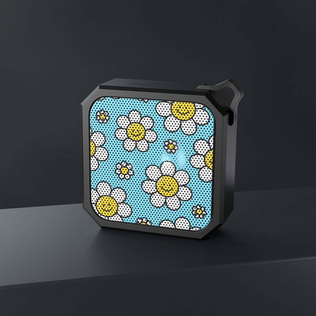 Sky-Blue Daisy Retro Portable Bluetooth Speaker - IPX6 Water-Resistant Wireless Speaker - Vintage Floral Aesthetic Design - Mother's Day Gift - Compact 3W Outdoor Mini Speaker with Carabiner