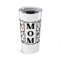 MOM Leopard Print Vertical Panel 20oz Stainless Steel Tumbler - Vacuum Insulated Travel Mug with Spill-Proof Lid - Trendy Mother's Day Gift - Cheetah Heart Aesthetic Coffee Cup