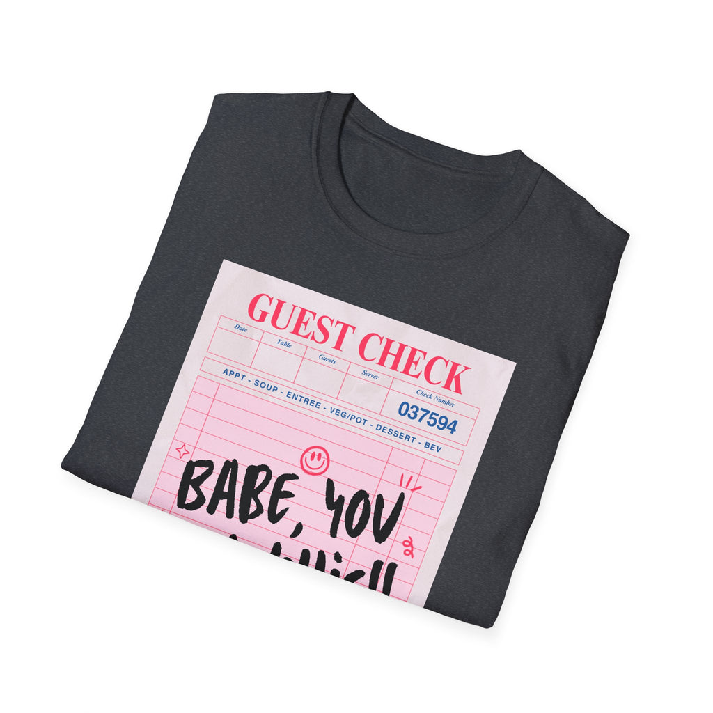 Babe You Got This Retro Guest Check Graphic Tee - Ultra Soft 100% ring-spun Cotton Unisex T-Shirt - Vintage Diner Aesthetic Motivational Top - Black Slogan Streetwear