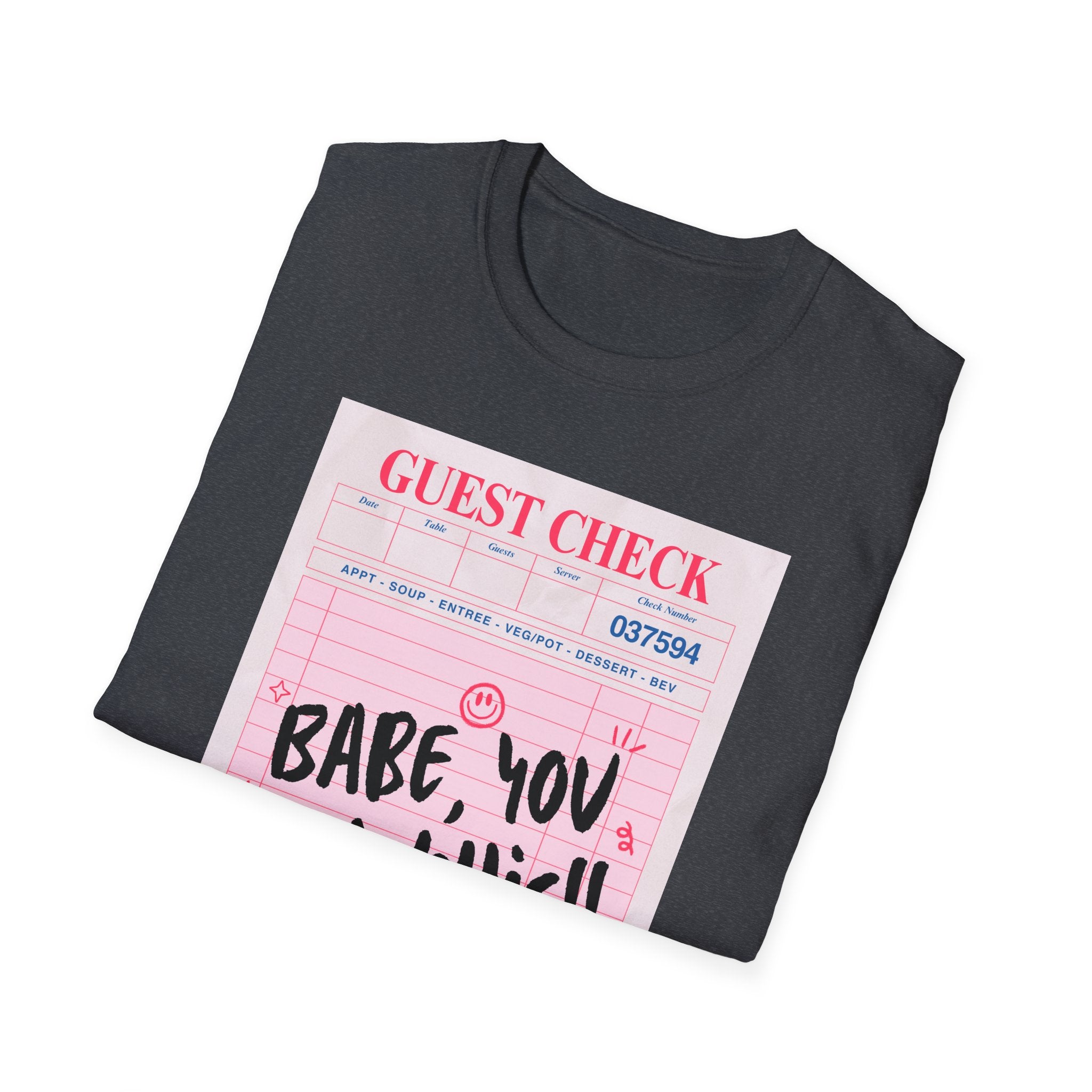 Babe You Got This Retro Guest Check Graphic Tee - Ultra Soft 100% ring-spun Cotton Unisex T-Shirt - Vintage Diner Aesthetic Motivational Top - Black Slogan Streetwear