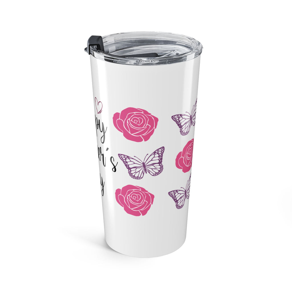 Happy Mother's Day Floral Butterfly 20oz Stainless Steel Tumbler - Vacuum Insulated Travel Mug with Spill-Proof Lid - Mother's Day Gift - Vivid Rose & Butterfly Insulated Cup