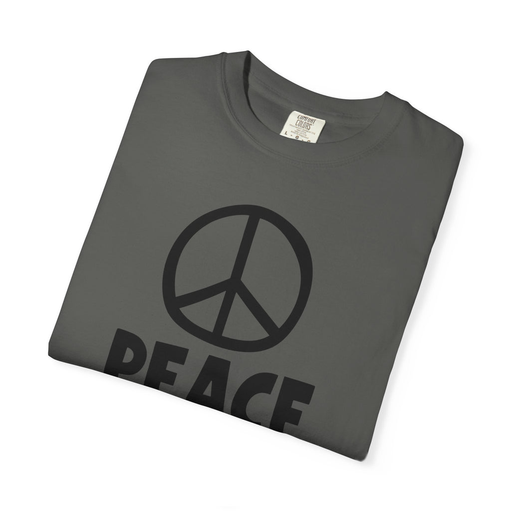 PEACE NOW Retro Statement T-Shirt - Comfort Colors 1717 Heavyweight Garment-Dyed Tee - Unisex Activist Graphic Top - Vintage Peace Symbol Slogan Streetwear