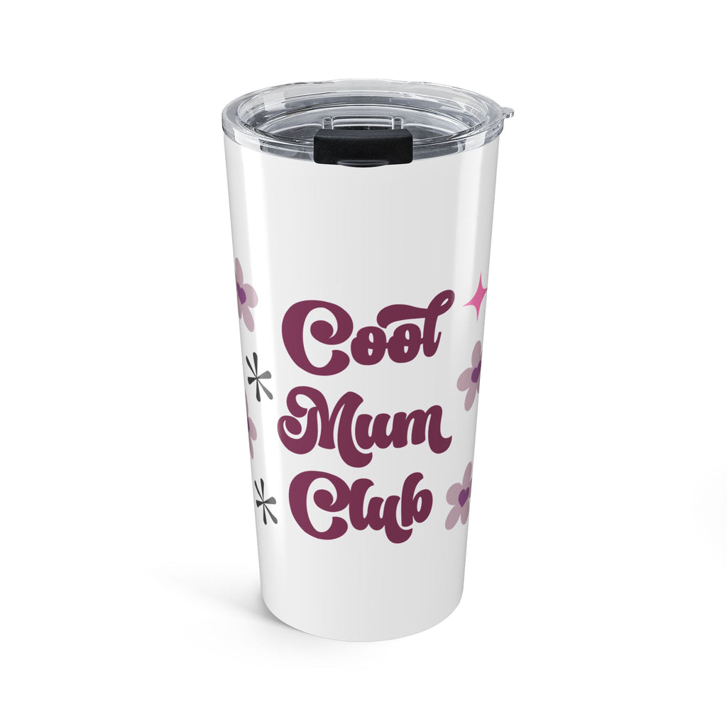 Cool Mum Club Retro Floral 20oz Stainless Steel Tumbler - Vacuum Insulated Travel Mug with Spill-Proof Lid - Vintage Aesthetic Mother's Day Gift - Pink & Mauve Bloom Coffee Cup