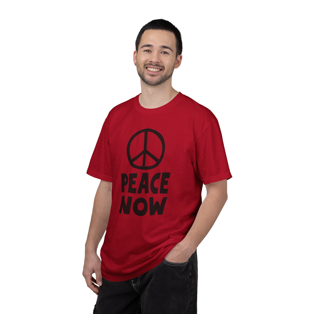 PEACE NOW Retro Statement T-Shirt - Comfort Colors 1717 Heavyweight Garment-Dyed Tee - Unisex Activist Graphic Top - Vintage Peace Symbol Slogan Streetwear