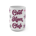 Cool Mom Club Retro Ceramic Mug - Large 15oz Coffee Cup with Groovy Stars & Floral Design - Mother's Day Gift - Nostalgic Pink & Lavender Aesthetic Mom Club Mug