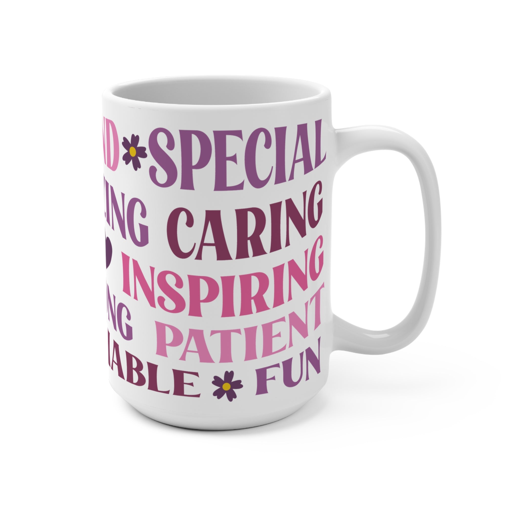 Kind Amazing Strong Motivational 15oz Ceramic Mug - Large Positive Affirmation Coffee Cup with Pink & Purple Typography - Mother's Day Gift - Uplifting Self-Care Mug for Women