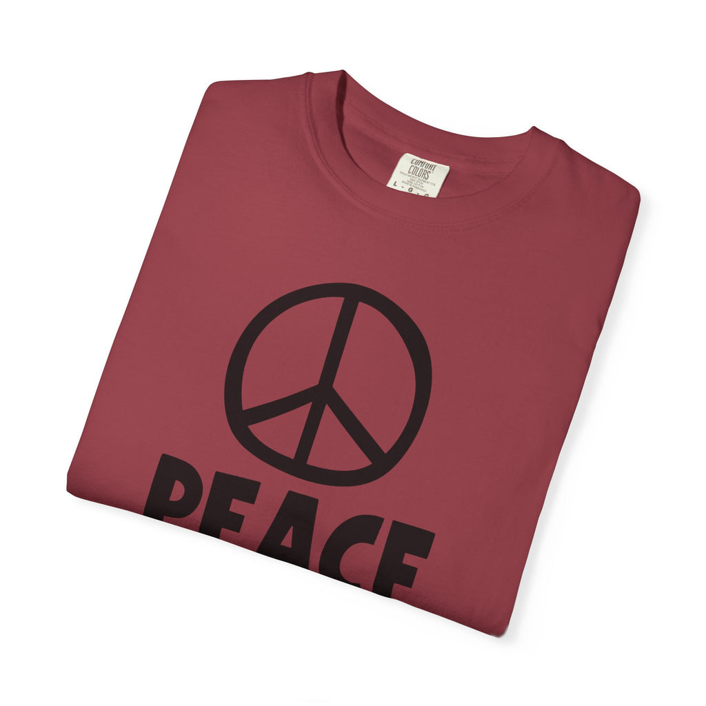 PEACE NOW Retro Statement T-Shirt - Comfort Colors 1717 Heavyweight Garment-Dyed Tee - Unisex Activist Graphic Top - Vintage Peace Symbol Slogan Streetwear
