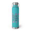 Best Mom Ever Floral 22oz Copper Vacuum Insulated Bottle - Matte White Stainless Steel Water Bottle with Spill-Proof Loop Lid - Mother's Day Gift - Pink Flower Aesthetic Mom Bottle