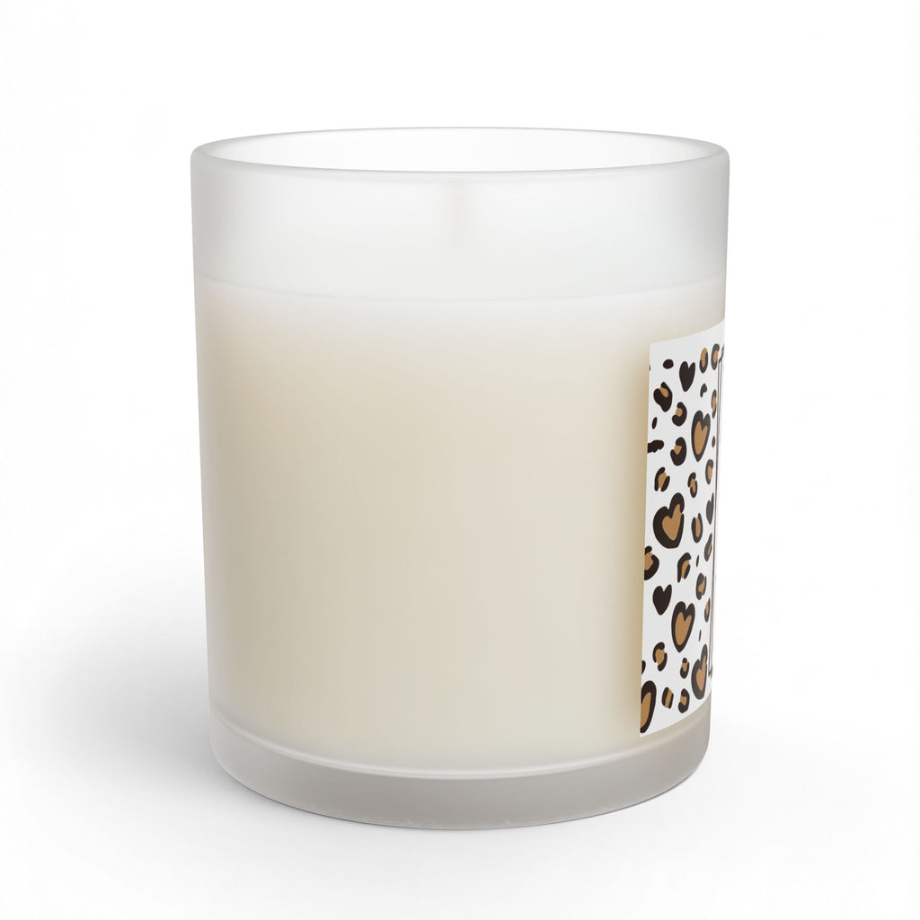 Leopard Heart Soy Candle — 11 oz Reusable Glass, 55–70 hr Burn (5 Scents or Unscented)