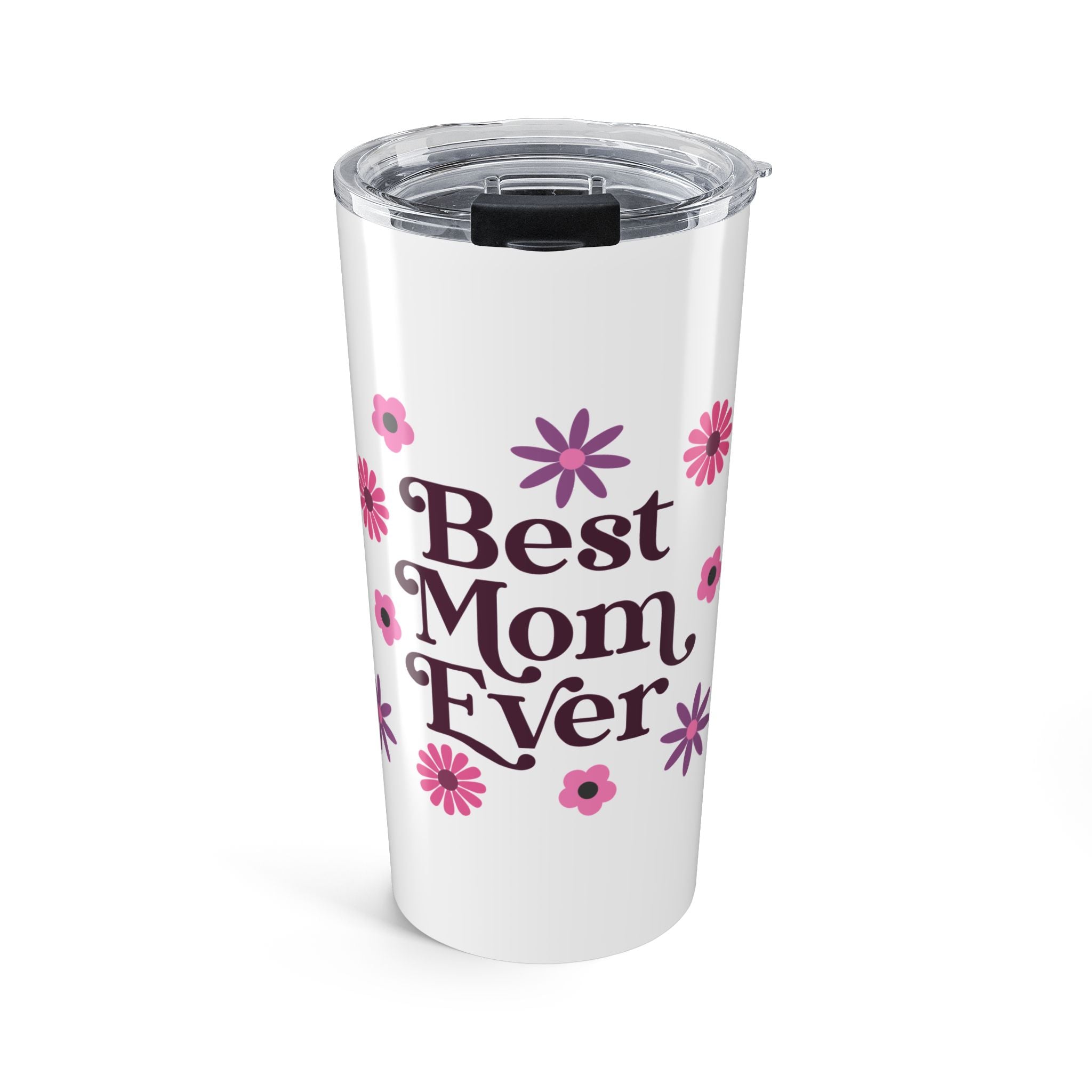 Best Mom Ever Floral 20oz Stainless Steel Tumbler - Vacuum Insulated Travel Mug with Spill-Proof Lid - Mother's Day Gift - Vivid Bloom Eco-Friendly Coffee Cup