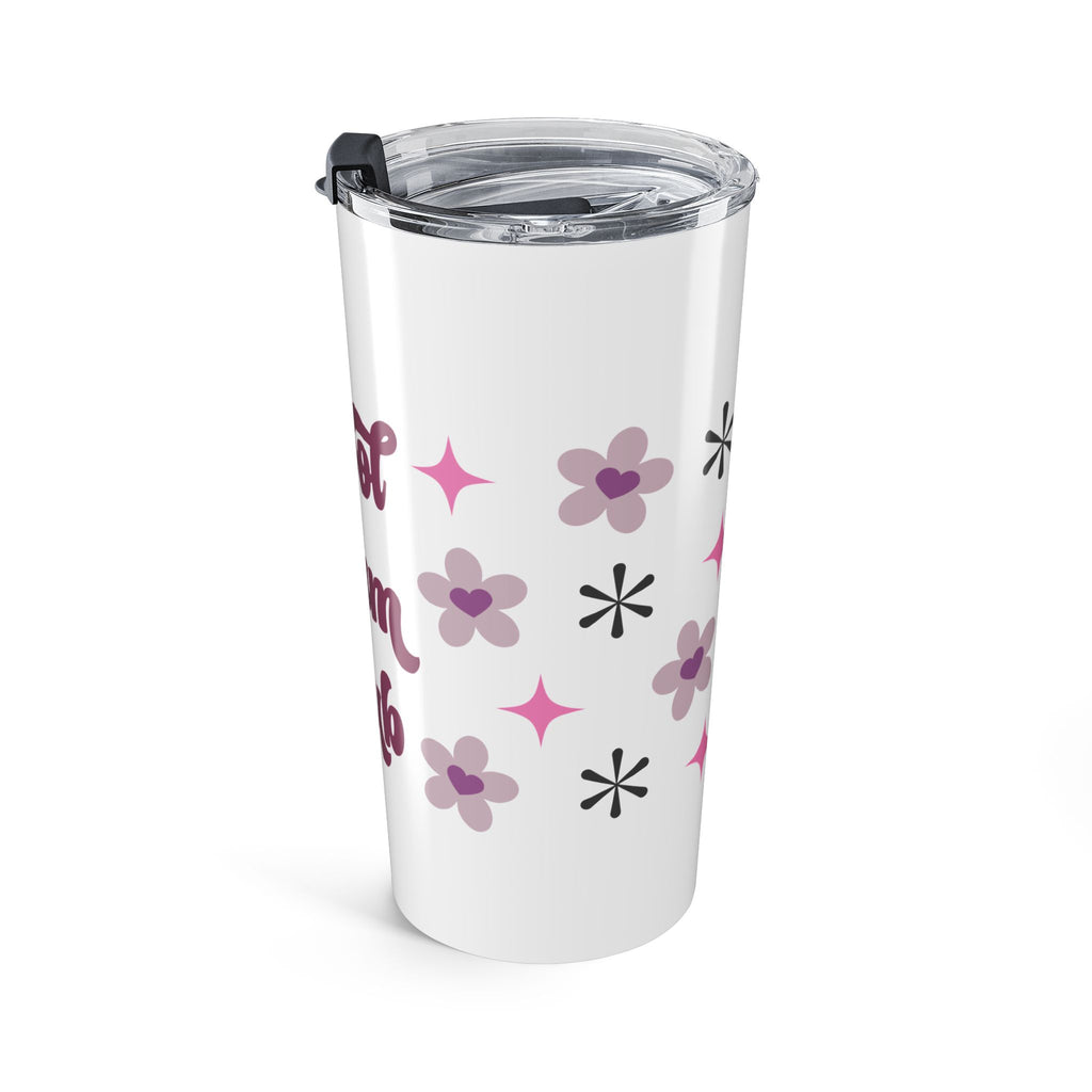 Cool Mum Club Retro Floral 20oz Stainless Steel Tumbler - Vacuum Insulated Travel Mug with Spill-Proof Lid - Vintage Aesthetic Mother's Day Gift - Pink & Mauve Bloom Coffee Cup