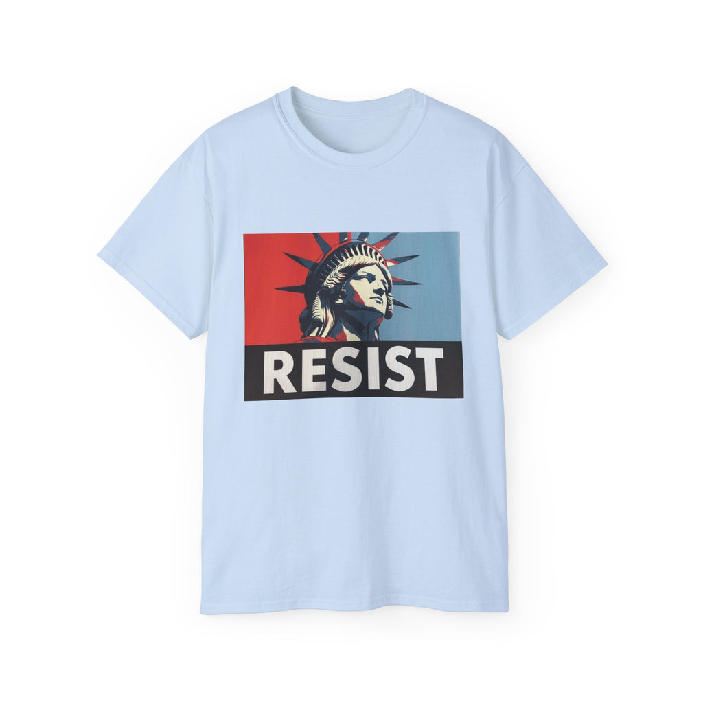 Resist Statue of Liberty Graphic Tee - 100% US Cotton Heavyweight Unisex T-Shirt - Political Activist Statement Shirt - Bold Freedom & Democracy Apparel