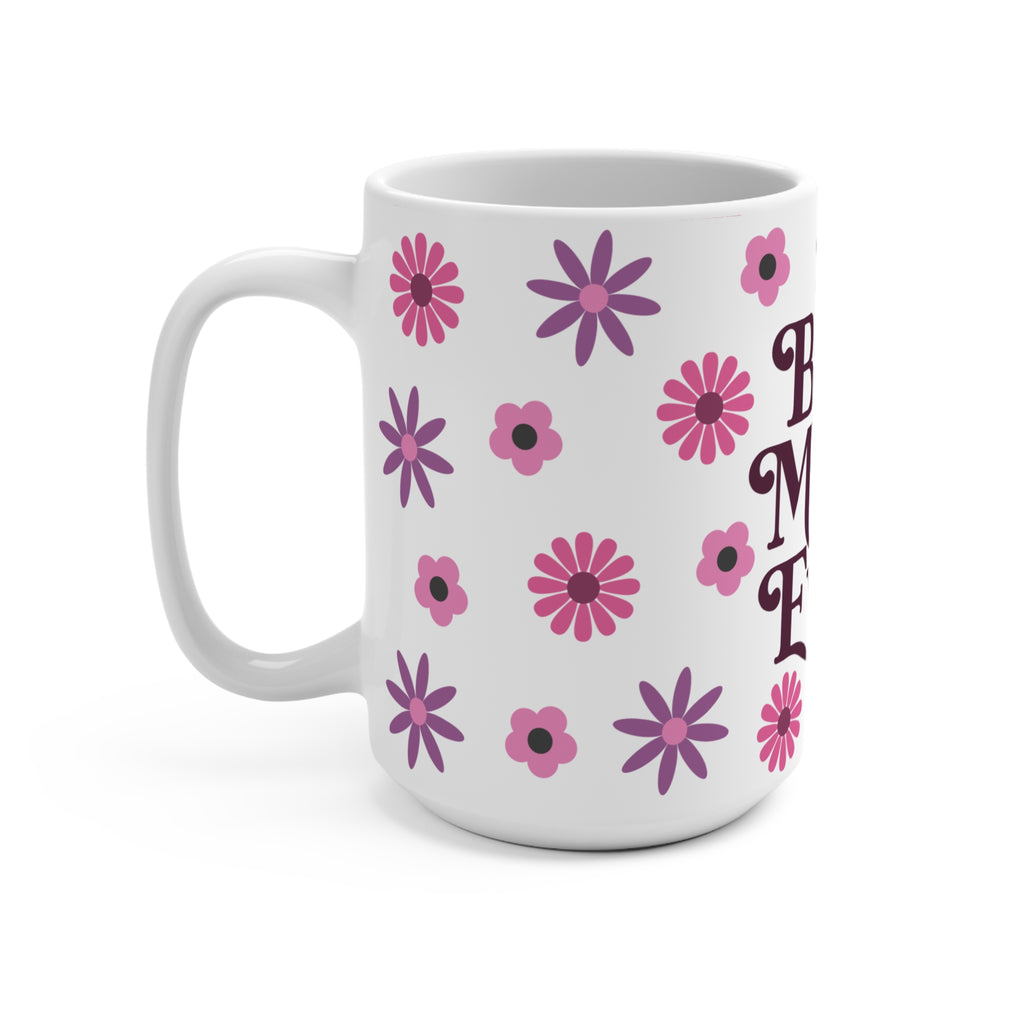 Best Mum Ever Floral 15oz Ceramic Mug - Large Coffee Cup with Pink & Purple Bloom Wreath - Mother's Day Gift - Aesthetic Watercolor Flower Tea Mug for Mum