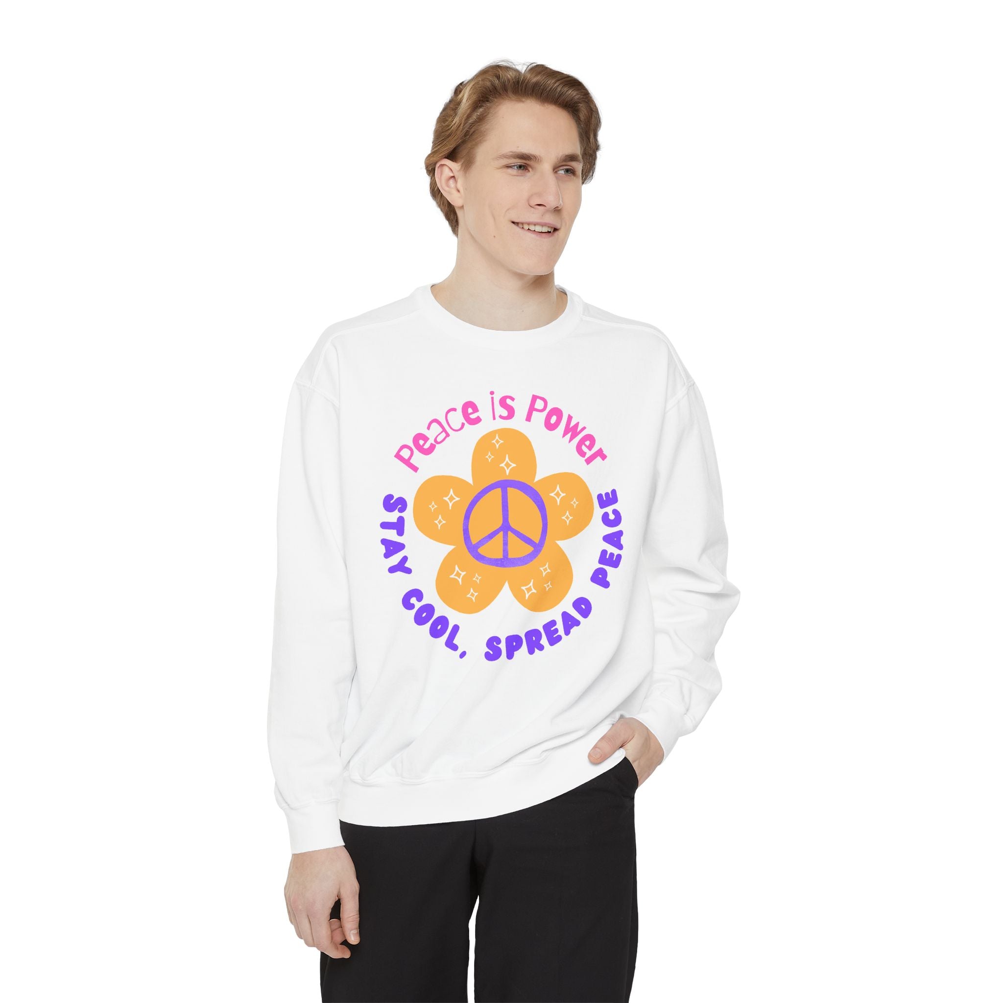 Peace Is Power Sweatshirt — Floral Peace Sign Crewneck