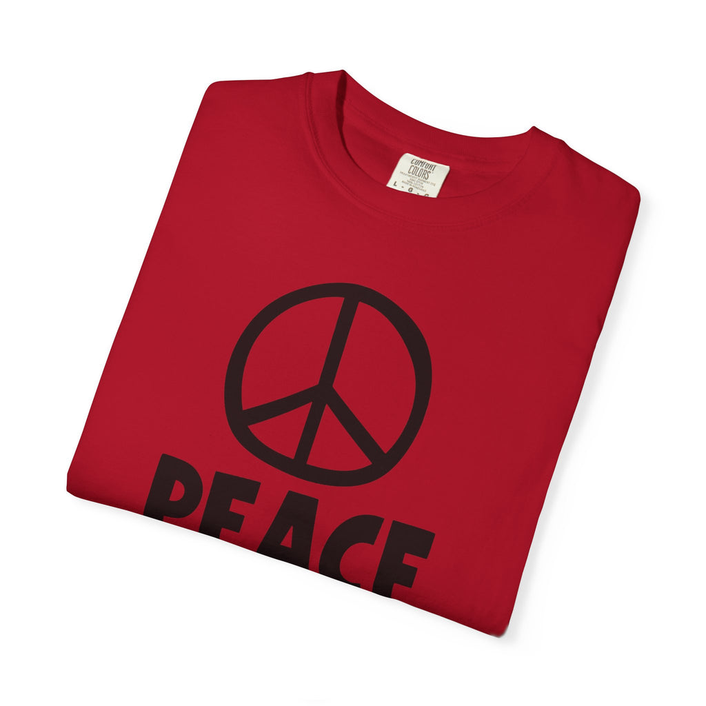 PEACE NOW Retro Statement T-Shirt - Comfort Colors 1717 Heavyweight Garment-Dyed Tee - Unisex Activist Graphic Top - Vintage Peace Symbol Slogan Streetwear