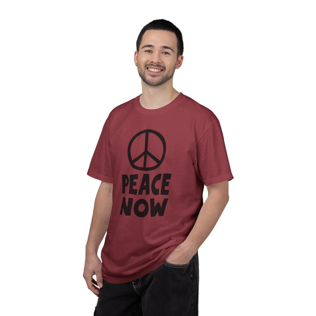 PEACE NOW Retro Statement T-Shirt - Comfort Colors 1717 Heavyweight Garment-Dyed Tee - Unisex Activist Graphic Top - Vintage Peace Symbol Slogan Streetwear