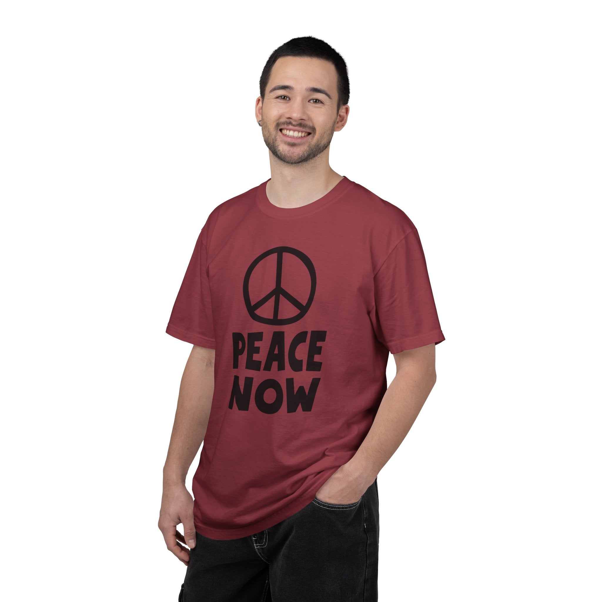 PEACE NOW Retro Statement T-Shirt - Comfort Colors 1717 Heavyweight Garment-Dyed Tee - Unisex Activist Graphic Top - Vintage Peace Symbol Slogan Streetwear