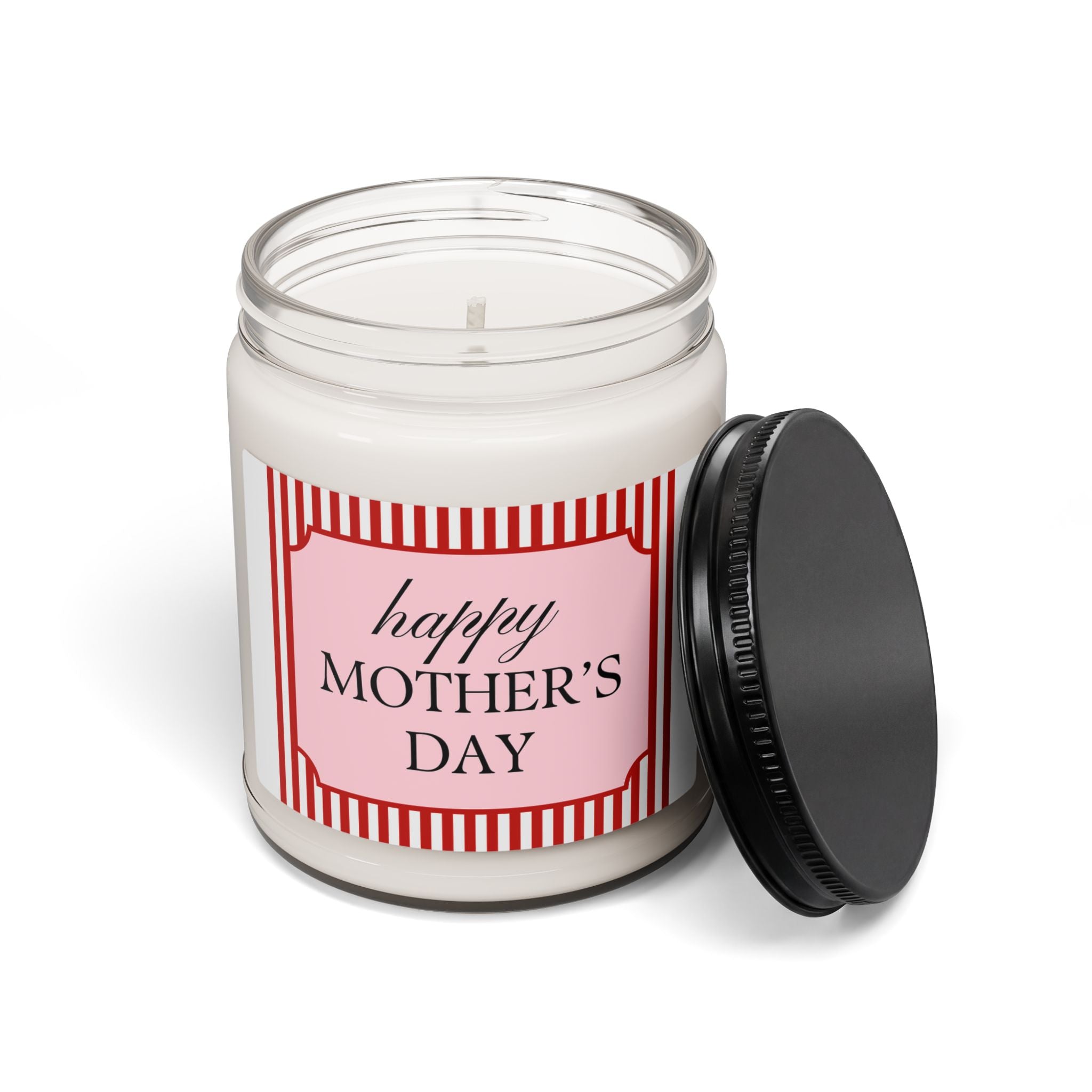 Happy Mother's Day Scented Soy Candle - 9oz Glass Jar Eco-Friendly Candle - Minimalist Pink Typography Gift - Luxury Home Fragrance - Long Lasting 50-60 Hour Burn