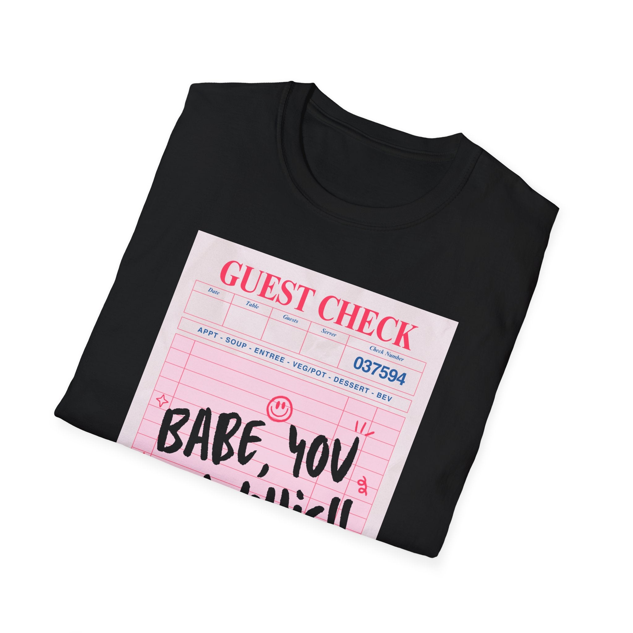 Babe You Got This Retro Guest Check Graphic Tee - Ultra Soft 100% ring-spun Cotton Unisex T-Shirt - Vintage Diner Aesthetic Motivational Top - Black Slogan Streetwear