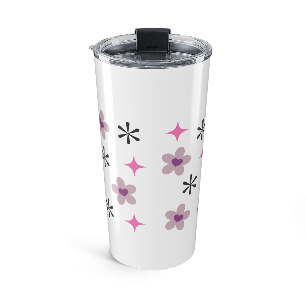 Cool Mum Club Retro Floral 20oz Stainless Steel Tumbler - Vacuum Insulated Travel Mug with Spill-Proof Lid - Vintage Aesthetic Mother's Day Gift - Pink & Mauve Bloom Coffee Cup