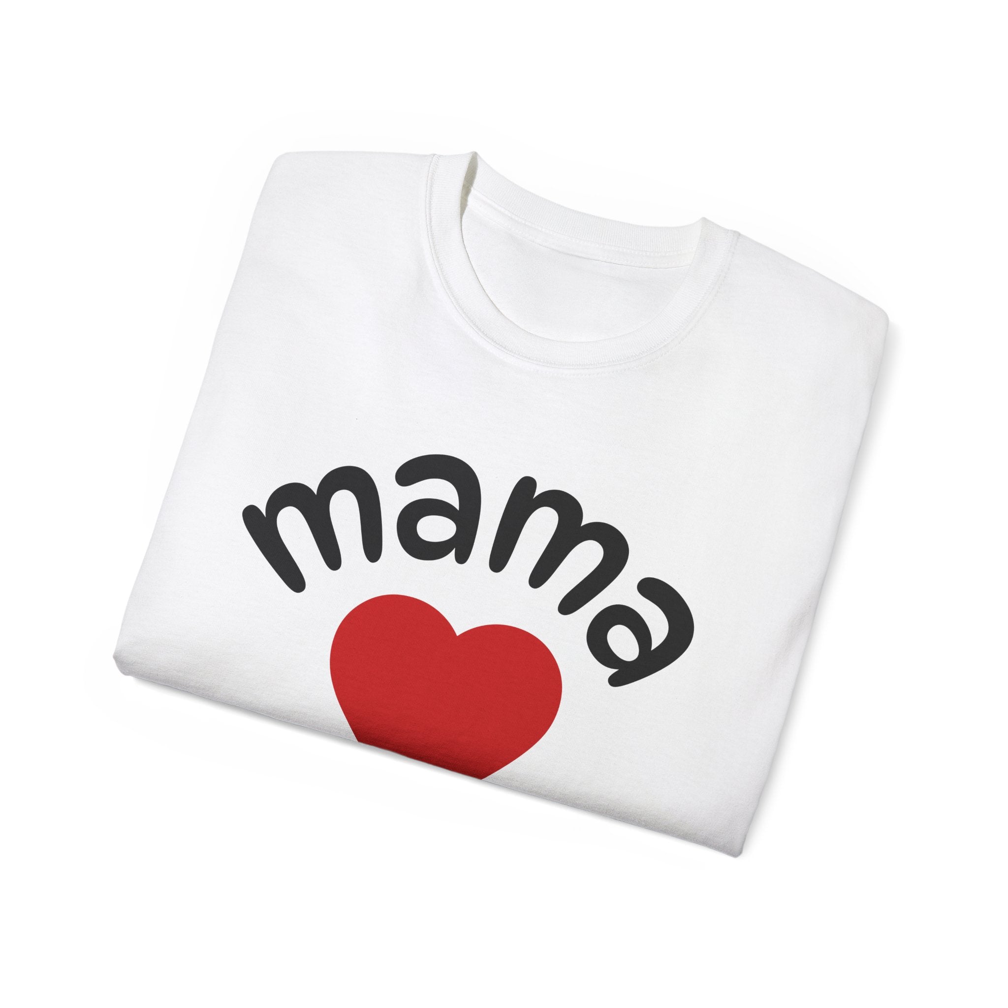 Mama Heart Graphic Tee - 100% US Cotton Heavyweight Unisex T-Shirt - Cute Mother's Day Gift - Minimalist Motherhood Crew Neck Top