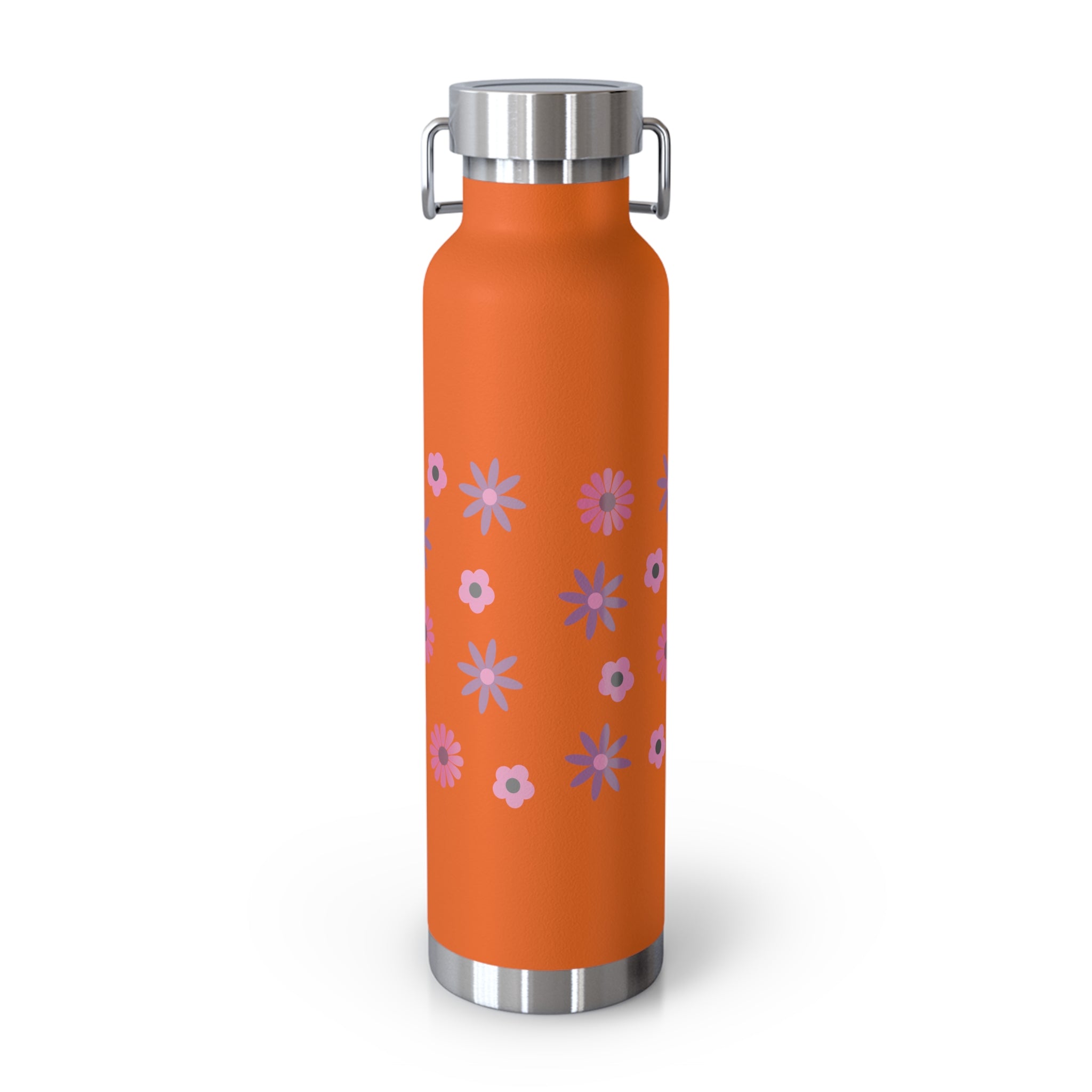Best Mom Ever Floral 22oz Copper Vacuum Insulated Bottle - Matte White Stainless Steel Water Bottle with Spill-Proof Loop Lid - Mother's Day Gift - Pink Flower Aesthetic Mom Bottle