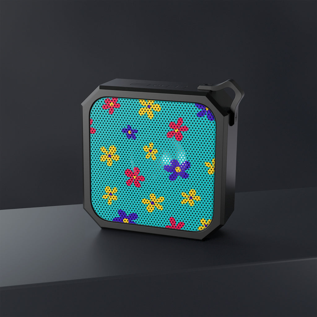 Blackwater Outdoor Bluetooth Speaker - IPX6 Waterproof Wireless Speaker - Vibrant Turquoise Floral Design - Hiking & Travel Gear - Compact 3W Portable Mini Speaker with Carabiner
