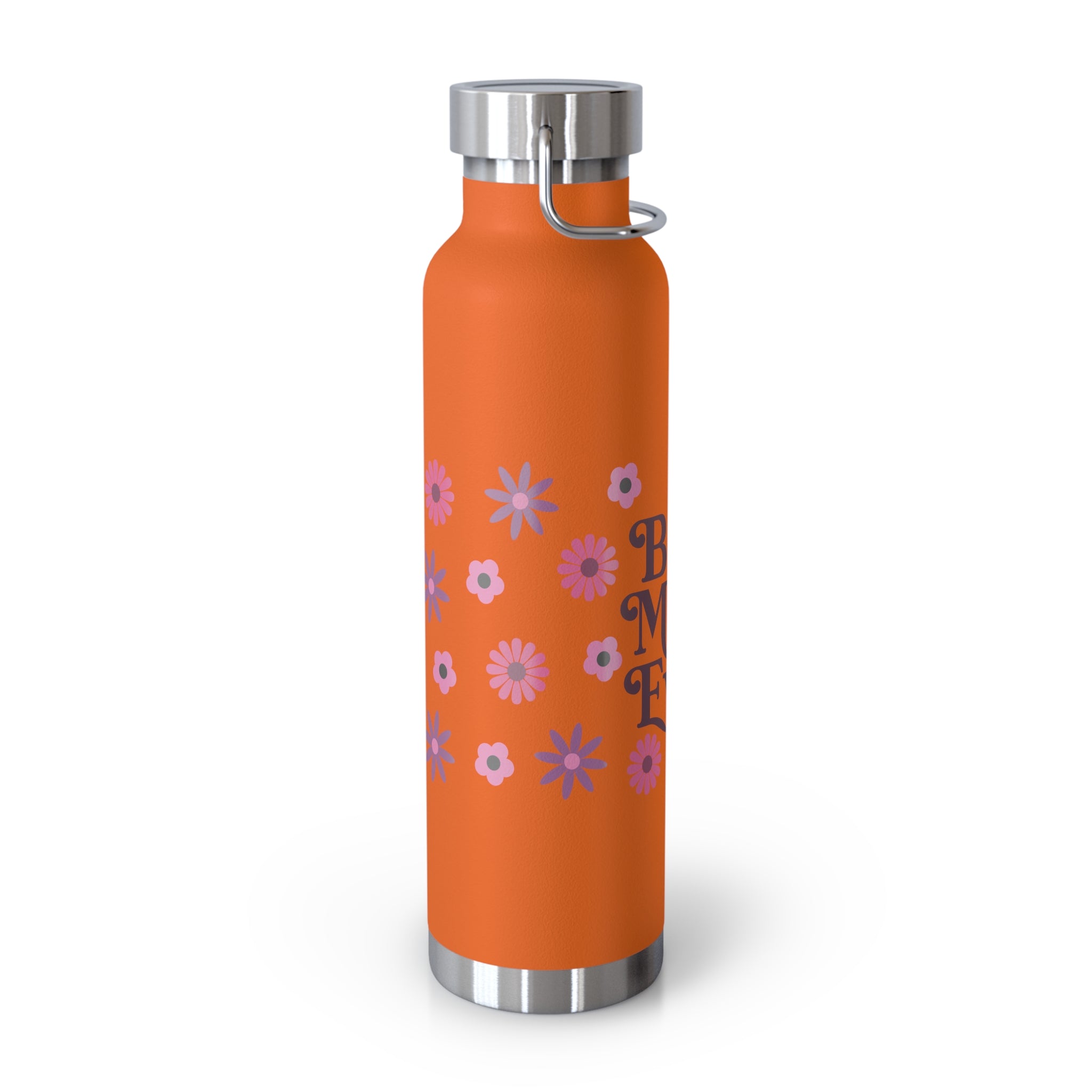 Best Mom Ever Floral 22oz Copper Vacuum Insulated Bottle - Matte White Stainless Steel Water Bottle with Spill-Proof Loop Lid - Mother's Day Gift - Pink Flower Aesthetic Mom Bottle